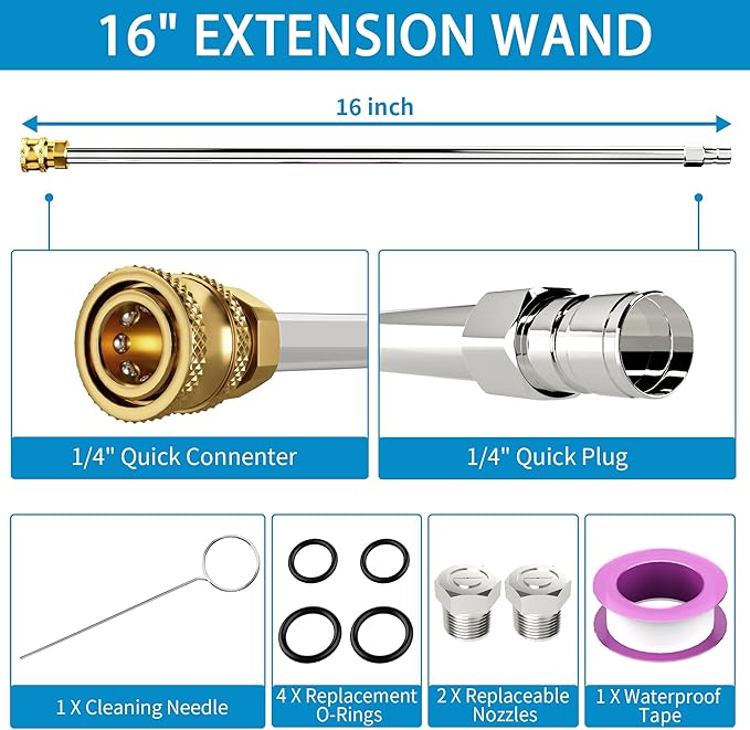 FOTING Pressure Washer Surface Cleaner Attachment, 4000 PSI 3.0GPM Power Washer Accessory Rotary Brush with 2 Nozzles - 1/4" Quick-Connect for Driveway Outdoor Patio Housing Cleaning, 15"