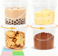 4Pack 34oz Clear Bucket with Lids - Plastic Food Storage Containers, Airtight Screw-On Lids - Freezer Safe Ice Cream Bucekts, Food Grade Reusable Containers for Kitchen