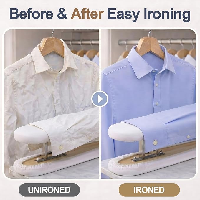 Dual Sided Sleeve Ironing Board for Sleeve Pressing,White | 21.6'' Mini Tabletop Board, Cotton Cover, Thick Pad, Metal Frame, Garment Care Surface for Sewing Laundry Pants Cuffs Collars