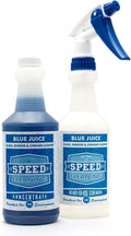 Speed Cleaning Blue Juice Glass, Window & Stainless Steel Cleaner, Non-Toxic, Biodegradable, Commercial Strength, 16 oz Concentrate + Mixing Bottle