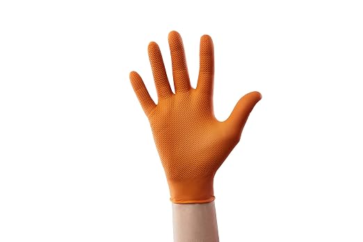 Venom Steel Maximum Grip Nitrile Gloves, 8 Mil Thick, Raised Diamond Texture For Grip, Puncture and Rip Resistant, Hi-Visibility Orange, Large (100 Count) (Pack of 3)