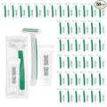 Green Disposable Twin Blade Razors in Bulk, Individually Wrapped with Safety Cap and Shaving Cream (50 Pack) for Homeless, Hotel, Airbnb, Shelter