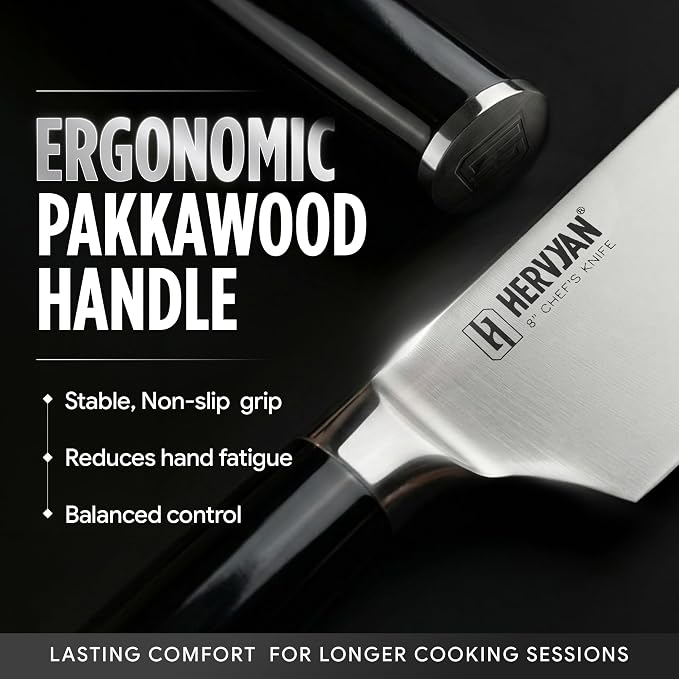 Chef Knife, 8 Inch High Carbon Stainless Steel Sharp Kitchen Knife with Ergonomic Pakkawood,Gift Box for Family & Restaurants 8-Inch Chef Knife, High-Carbon Stainless Steel Kitchen Knife