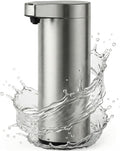 9 oz. Automatic Soap Dispenser – Touchless Infrared Sensor, Stainless Steel, IPX5 Waterproof, USB-C Rechargeable, for Bathroom & Kitchen, Hands-Free Soap Dispenser (Brushed Silver)