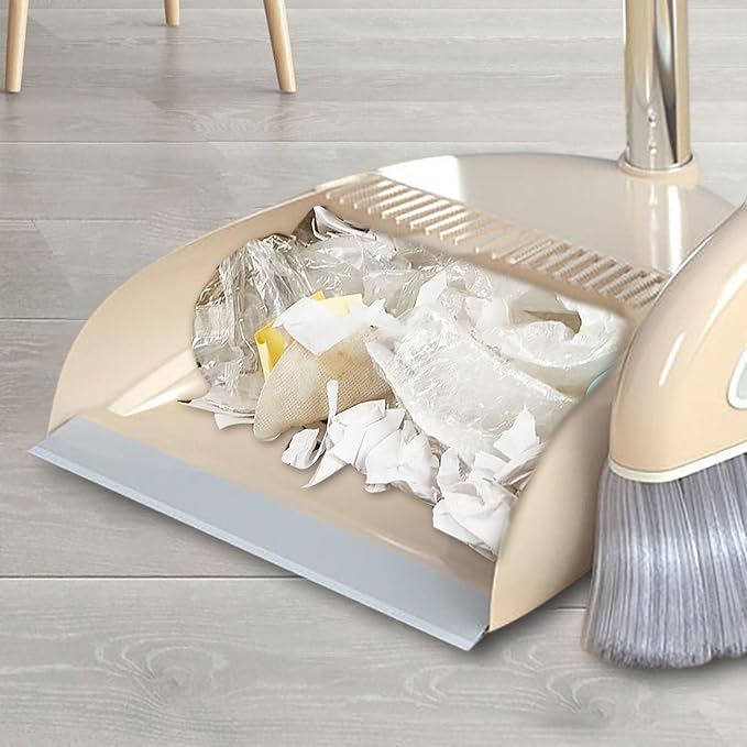 Household Broom Set - Long Handle Broom & Dustpan for Indoor/Outdoor Use, Quick Sweeping for Kitchen, Room, Lobby