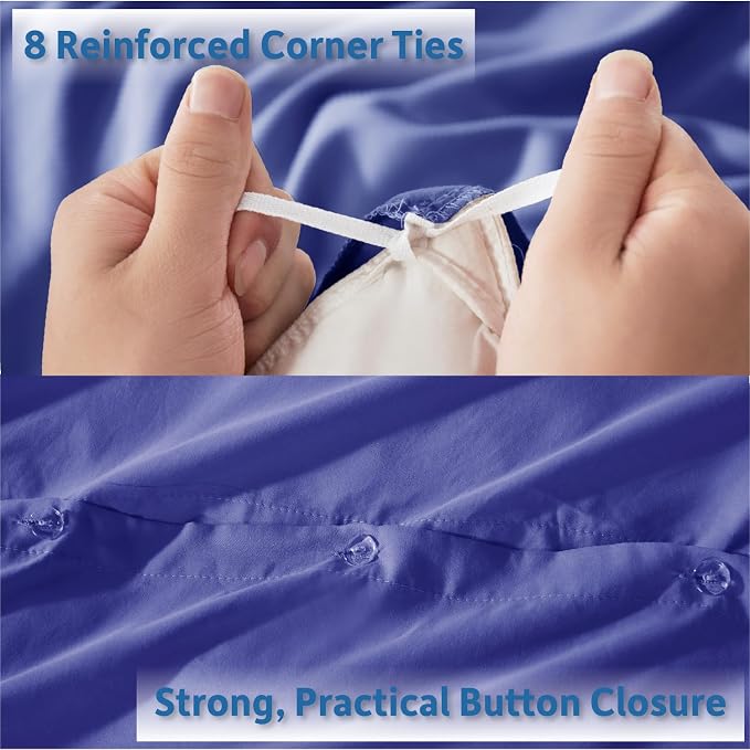 Nestl Royal Blue California King Duvet Cover Sets - Soft Double Brushed Cal King Duvet Cover, 3 Piece, with Button Closure, 1 Duvet Cover 104x98 inches and 2 Pillow Shams