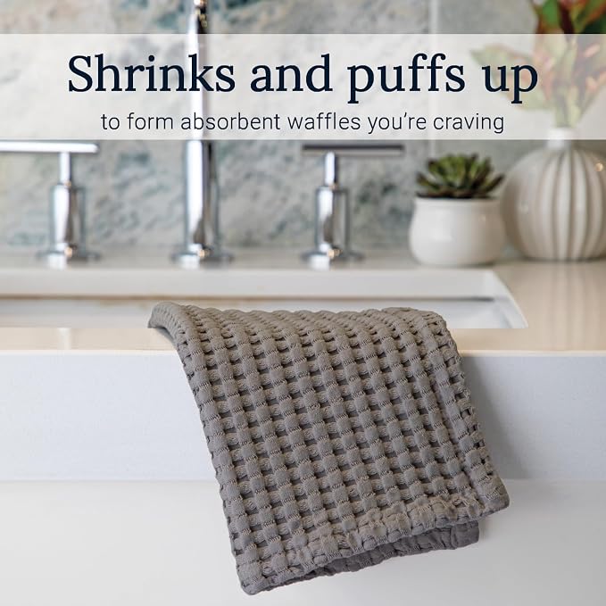 GILDEN TREE Waffle Bath Towels Wash Cloths for Showering, Exfoliating Washcloth Quick Dry Towel, Face Towels for Washing Face Cotton Washcloths Set of 4, Modern Style (Slate)