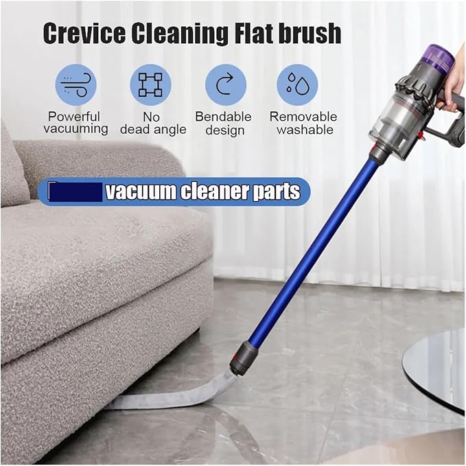 Flat Suction Head Brush Crevice Cleaning Cloth Compatible for Dyson V8 V10 V11 V15 Vacuum Cleaner Part Accessory Tool Bendable Washable(V10slim V12slim)