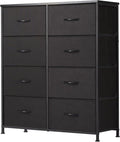Sweetcrispy 8 Drawer Black Dresser for Bedroom Tall, Organizer Storage | Fabric Storage Tower, Chest of Drawers with Steel Frame, Wood Top for Living Room, Closet