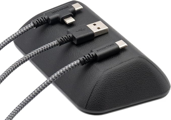 Smartish® Magnetic Cord Holder - Bigger Cable Wrangler Organizer with Magnet Clips for Charger Management on Desktop, Nightstand - Holds 6+ Cables - Black Tie Affair