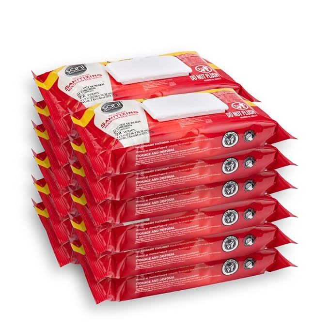 PDI Sani-Professional No-Rinse Sanitizing Multi-Surface Food Service Wipes Softpack, for Restaurants, Kitchen, Commercial and Home Use, Pack of 12, 72 Wipes Each, Large 9" x 8" Wipes