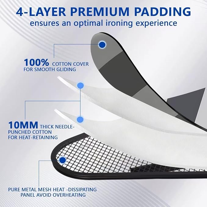 UFETGYG Classic Full Size Ironing Board,Extra Wide Size Full Metal Construction,57" X 18" with Iron Rest, Height Adjustable, Heat & Scorch Resistant Fabric, Anti-Skid Feet, Heavy Duty