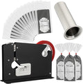 Funnymoom Meat Packaging Kit 500 Pcs Wild Game Freezer Bags, Steel Tape Sealer, 2 Rolls Sealing Tape, Stainless Steel Filling Tube for Meat Grinder Processing Supplies for Hunter Butcher(Black)