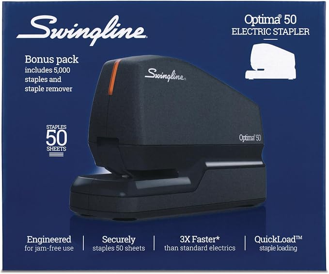 Swingline Optima 45 Electric Stapler, 45-Sheet Capacity, Silver