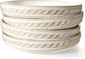 Artena Pasta Bowls, 50oz Large Salad Serving Bowls, 9.75'' Plates Bowls Set of 4, Big White Ceramic Soup Bowls for Kitchen, Embossment Shallow Dinner Bowl, Microwave Dishwasher Safe, Willow Leaf