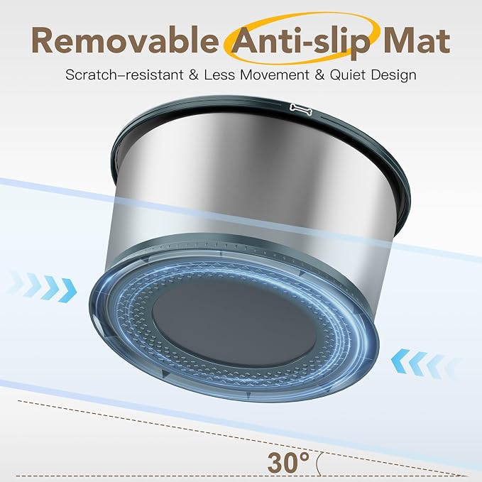 4.5L Stainless Steel Dog Water Bowl, No Spill Water Bowl for Dogs | Large Capacity, Slow Drinking Feeder, Splash Proof, with Anti-Slip Mat, Dishwasher Safe, Sturdy, Suitable for Mess Drinkers