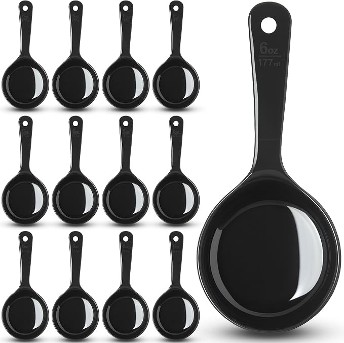 Carlisle FoodService Products 493003 Measure Miser Solid Short Handle Measuring Spoon, 6 Ounces, Black (Pack of 12)