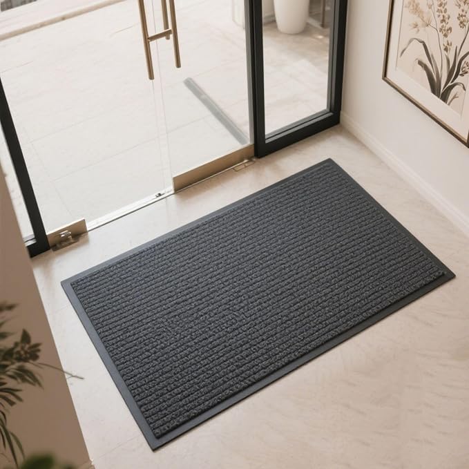 2 Pack 73"x46" Brush Step Entrance Mat - Indoor Outdoor Carpet Doormat with Deep Scraper & Rubber Border, for Dry Indoor/Outdoor Use at Door, Patio, Garage, Kitchen, Laundry Room
