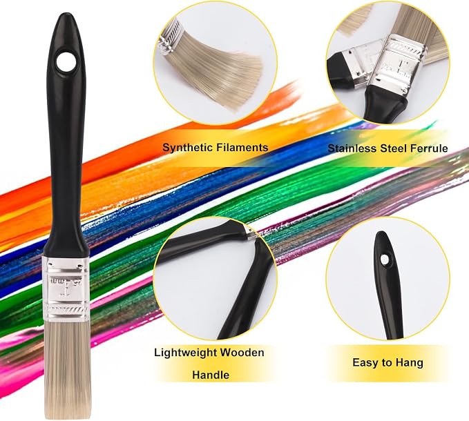40 Pack 1 Inch Paint Brushes - A Professional Range of Wall Paint Brushes, Deck Paint Brush, and Chip Brushes - Perfect DIY Painting Tools for Your Home or Business KUKLIPJIM