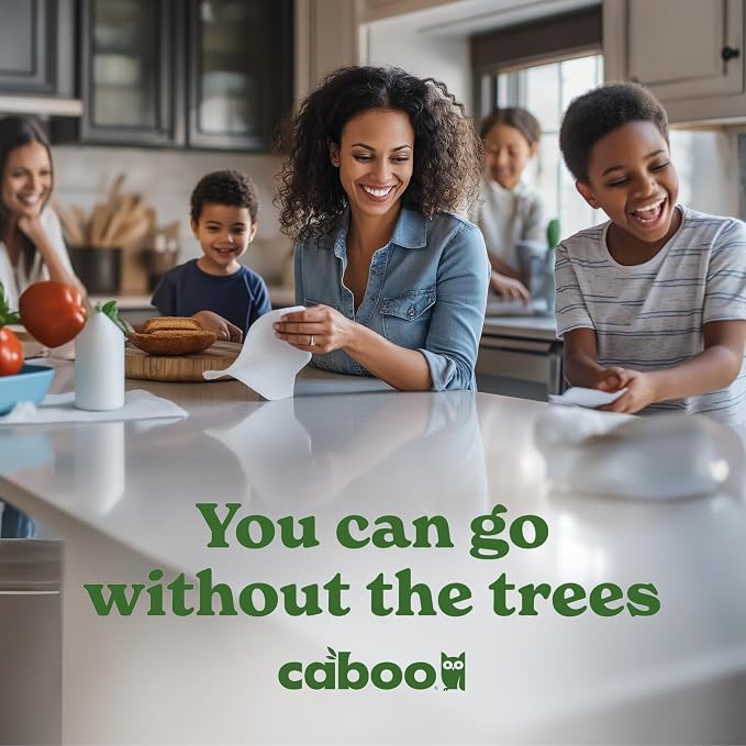 Caboo Tree Free Paper Towels, Sustainable, Toxin Free, 8 Family Size Rolls | Made with 100% Bamboo, Responsibly Sourced, Organically Grown, Chemical Free, Paraben Free, BPA Free, Hypoallergenic