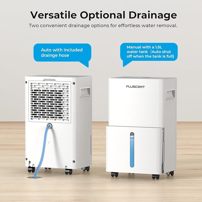 PLUSCENT 21 Pints Dehumidifier for Basement, 1500 sq.ft Portable Dehumidifiers for Home with Drain Hose, 3 Modes, Auto Defrost, 24H Timer, Quiet Smart Humidity Control for Bedroom, Bathroom, RV