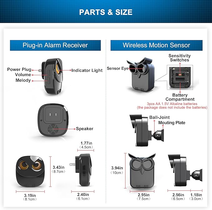 1/2 Mile Long Range Wireless Driveway Alarm Outdoor Weather Resistant Motion Sensor&Detector-Home&Office DIY Security Alert System-Monitor&Protect Outdoor/Indoor Property - 1 Receiver and 4 Sensors