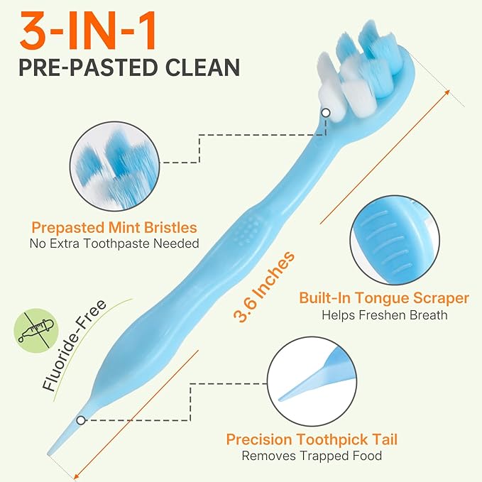 24-Pack Pre-Pasted Mini Travel Toothbrushes, Individually Wrapped Value Pack, Disposable Toothbrushes with Toothpaste, Waterless Single-Use Extra Soft Bristle for Adults, On-The-Go & Braces