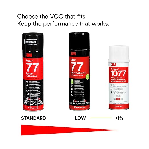 3M Super 77 Multipurpose Spray Adhesive, Low VOC, Bonds Paper, Corrugated Board, Fabric, Foam, Wood, Clear Glue, 24 floz (Net Wt 18.0 oz), 1 Can