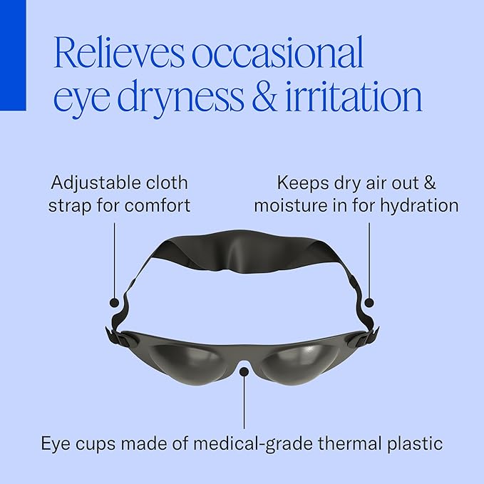 EyeEco Eyeseals Hydrating Sleep Mask, Charcoal - CPAP Compatible | Latex-Free Eye Mask for Sleep to Block Dry Air, Retains Moisture to Soothe Dry, Irritated Eyes & Provides Eye Care Overnight