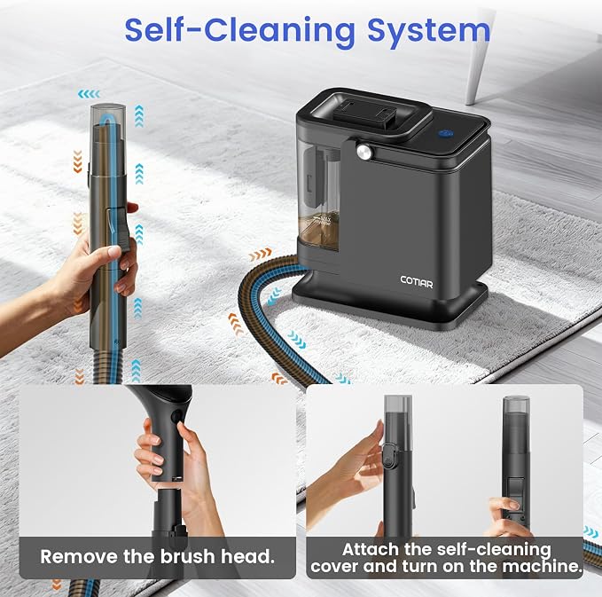 All-in-One Portable Carpet Spot Cleaner Machine, Handheld Upholstery Cleaner with Pet, Shoe & Window Brush Heads, & Cleaning Solution for Home Fabric, Car Glass & Shoe Stain Clean