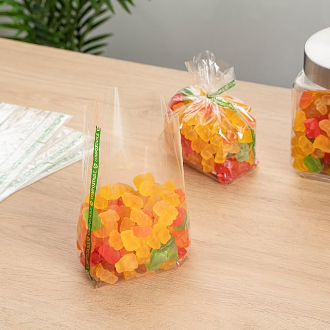 Resturantware Plastic Gusset Bags 100 Count 4" x 2 1/4" x 8" Wicker Dispensing Bottom Gusset Clear Plastic Bags Heat Sealable For Sourdough Bread Cookies Pastries Rolls For Home Bakers And Bakeries