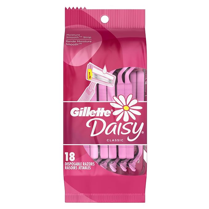 Gillette Venus Daisy Classic Disposable Razors for Women, 18 Count, Hair Removal for Women