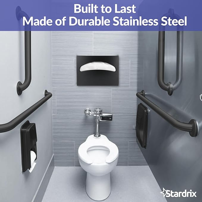 Stardrix Stainless Steel Toilet Seat Cover Dispenser, Wall Mount Single or 1/2 Fold Large Capacity Toilet Seat Covers Holder for Commercial and Residential, Matt Black
