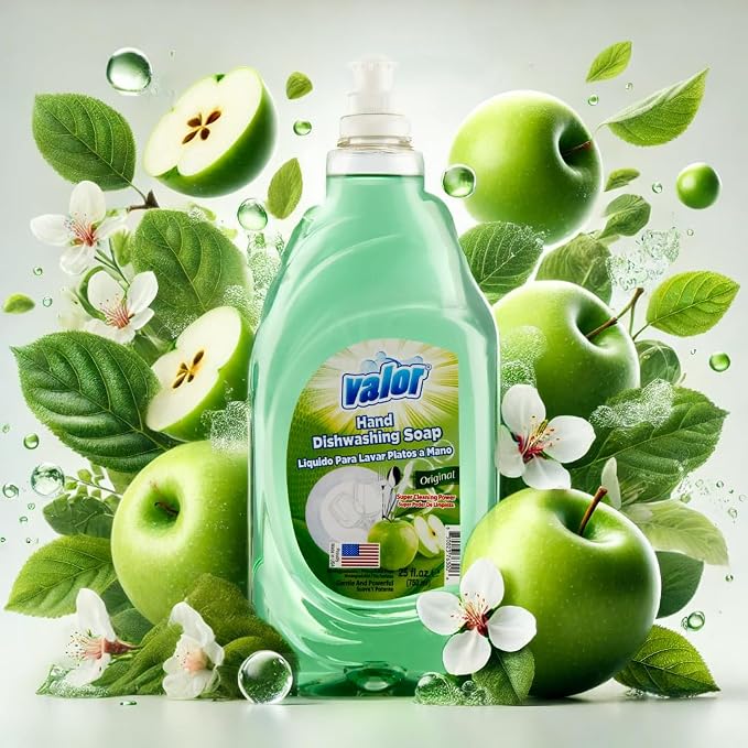 Valor Dishwashing Liquid, 25 fl oz – Dish Soap for Kitchen & Bathroom, Grease-Fighting, Gentle on Hands, Fast Rinse, Eco-Friendly Biodegradable Formula (25 oz (Pack of 3), Original)