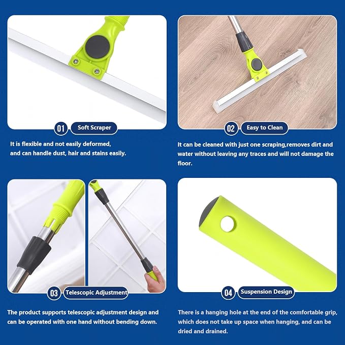 Magic Broom Sweeper, with 51 Long Handle Silicone Brooms for Floor Cleaning, Air Broom and Dustpan as Seen on Tv for Smooth Floors,Rugs,Windows,Small:35×130cm