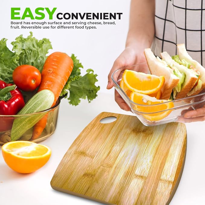 Bulk Round Plain Bamboo Cutting Board with Handle (Set of 12) | Use For Customized, Personalized Engraving | Wholesale Premium Blank Bamboo Board (Rectangular 12" X 9")