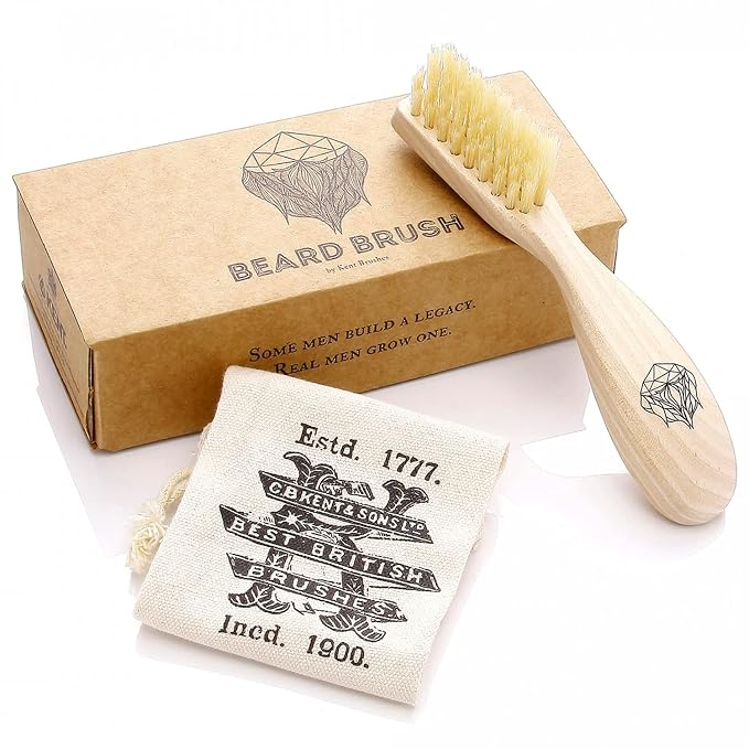 Kent Beard & Mustache Grooming Kit Includes BRD2 White Boar Bristle Beard Brush, 81T Handmade Sawcut Comb, and FOT Fine Tooth Beard Comb for Men’s Care