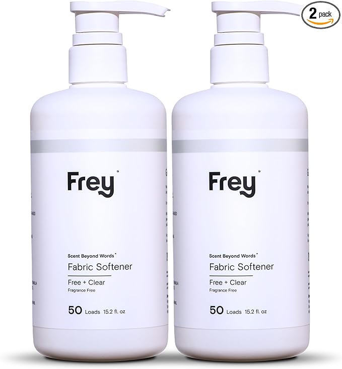 FREY Natural Liquid Fabric Softener and Conditioner | HE Laundry Softener for All Machines | Plant-Powered Eco Friendly Formula | 2-Pack, Fragrance Free