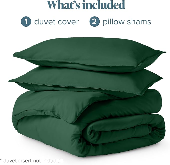 Bare Home Bedding Duvet Cover Queen Size - Premium 1800 Super Soft Collection - Lightweight, Cooling - Soft Breathable Bedding Duvet Cover (Queen, Forest Green)