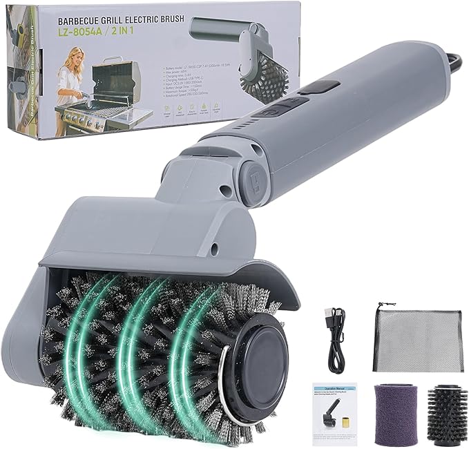 2026 Upgraded Electric Grill Brush, Stainless Steel BBQ Cleaner, 410 RPM High Torque Power Scrubber, 90-Min Runtime, Hot Grill Safe for Gas, Charcoal & Cast Iron Grates