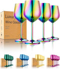 UNISWEET Unbreakable Stainless Steel Wine Glasses Set of 4, Colorful | 17oz Unique Fancy Metal Wine Goblets, Shatterproof, Ideal for Outdoor, Camping, Travel, Pool, Great Gift for Wine Lovers