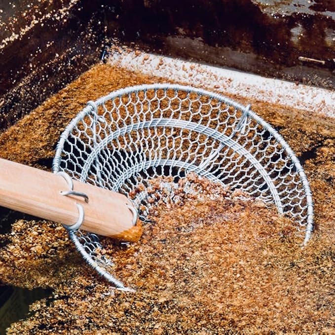 6-Inch Galvanized Steel Spider Strainer – Fine Mesh Skimmer with Natural Bamboo Handle for Cooking & Frying, Ideal for Home & Professional Kitchens