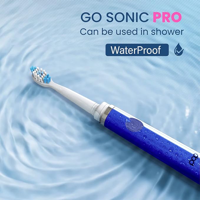 Pop Sonic Ultimate Pro Rechargeable Toothbrush (Navy) - 40,000 Strokes/Min, Dupont Nylon Bristles, Quadrant Pacer & Timer for Teens & Adults