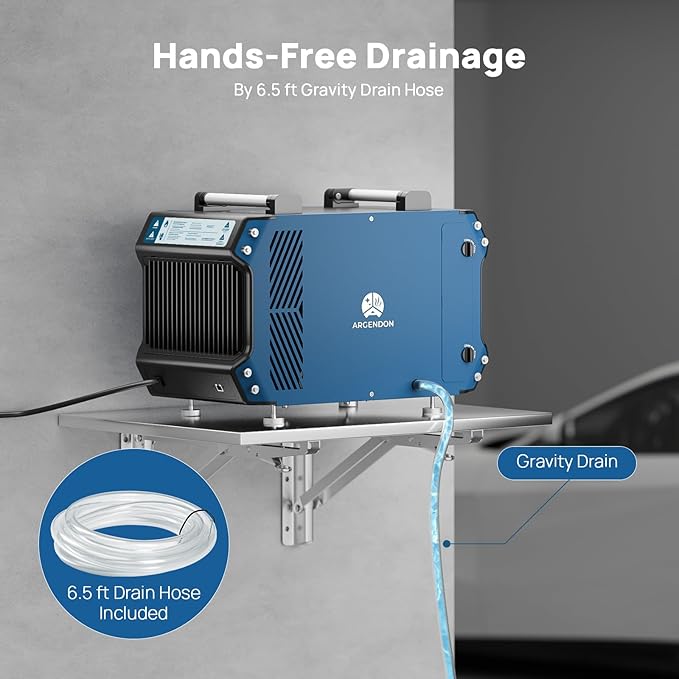 ARGENDON Commercial Dehumidifier for Crawlspace, 145 PPD Industrial Dehumidifiers with Drain Hose for Basement, Large Space, Auto Defrost, Compact, ETL, 5-Year Limited Warranty, Guardian 60