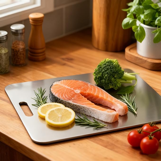 4PCS Titanium Cutting Board Set of 4 – 100% Pure Titanium Double-Sided Chopping Boards for Kitchen, Food-Grade Hygienic Cutting Boards for Meat, Vegetables & Fruits, Durable Non-Stick, Dishwasher Safe