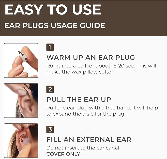 Peace&Quiet PQ 100 Wax Ear Plugs for Sleeping - Silicone Wax Earplugs for Sleeping and Swimming, Gel Ear Plugs Noise Cancelling, Sleeping Earplugs, Sound Blocking 32 Db (100 Pillows), White/Beige