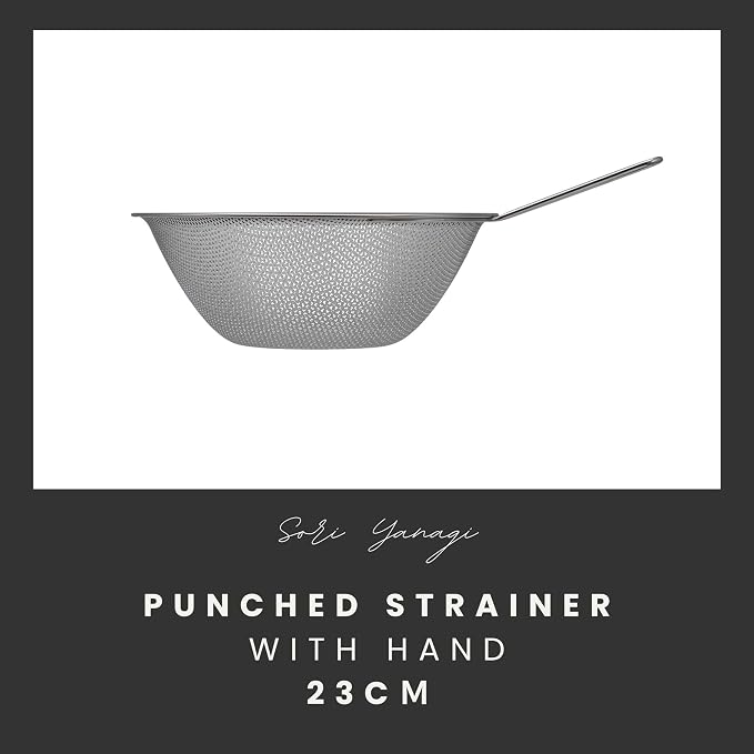 Sori Yanagi Sori Yanagi Punching Strainer for Better Drainage and Easy to Clean, Tsubamesanjo Stainless Steel Colander, 9.1 inches (23 cm), 1 Plate is Punched for Better Drainage and Clogging,