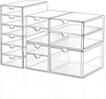 Makeup Drawer Storage Organizer with 13 Drawers, 3 Set Acrylic Office Desk Organization and Storage, Dustproof Drawer Organizer for Makeup, Office, Countertop, Jewelry, Pen, Desktop, Bathroom, Bedroom