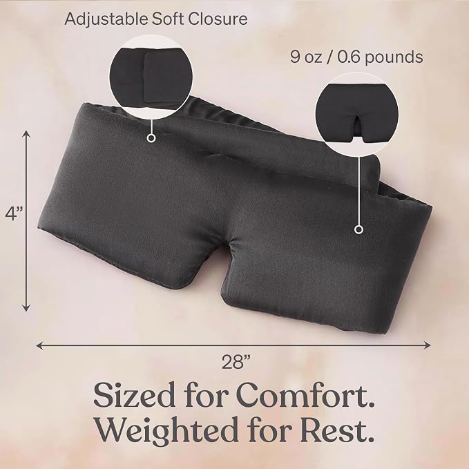 Baloo Silk Weighted Sleep Mask (Grey - 0.6 lb) | Light Blocking & Sound Muffling Eye Mask for Sleeping | Cool, Soft & Comforting