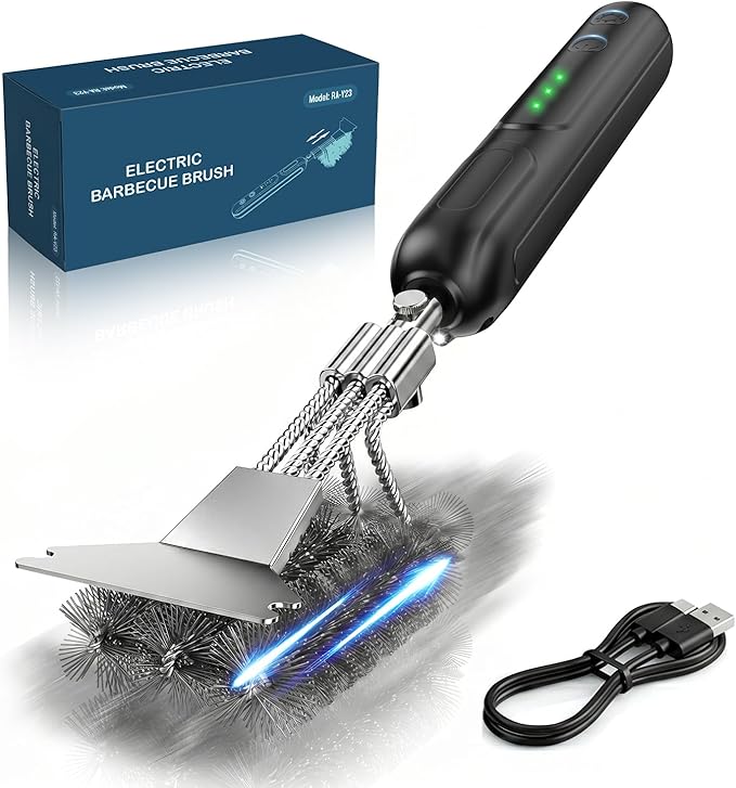 Electric Grill Brush with Scraper: 20kg High-Torque Power BBQ Grill Cleaner with 2-Speed, Reciprocating Clean, Reaches Grill Grate Sides & Corners, Gift for Dad/Men, Dual Mode (Auto/Manual)